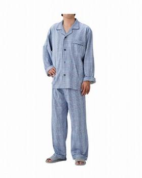 丸十服装/介護パジャマ　紳士用　オールシーズン / BK1105　L　チェックブルー