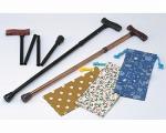 アルミ製折りたたみ杖（巾着袋付） / T-401　ブラウン