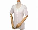 婦人イージートゥウェア　三分袖前開きシャツ（マジックテープ式）　WL-130 / L　白